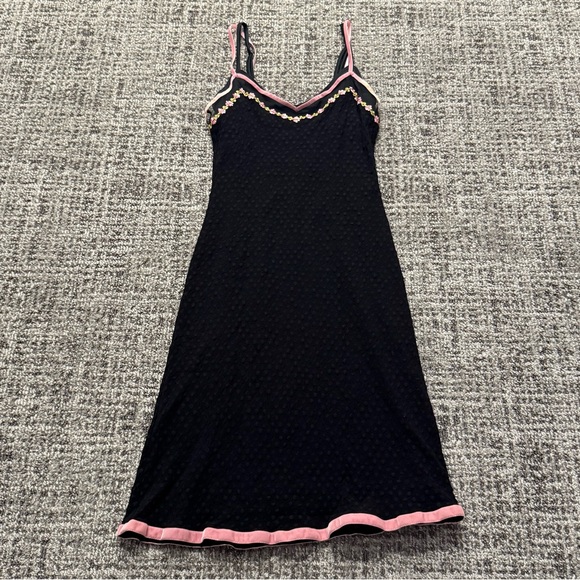 Betsey Johnson Dresses & Skirts - Vintage Betsey Johnson Black Slip Dress with Floral Trim